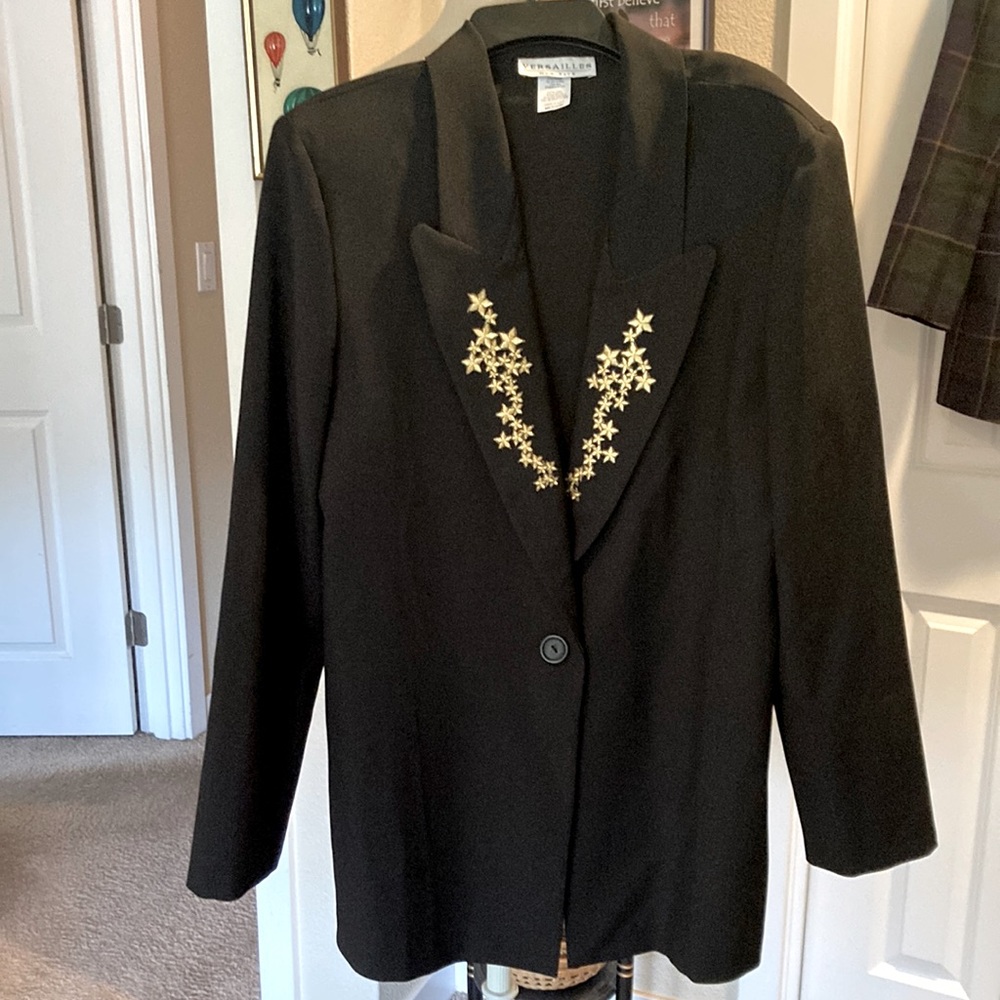 Elegant black jacket by Versailles New York. Size Medium.